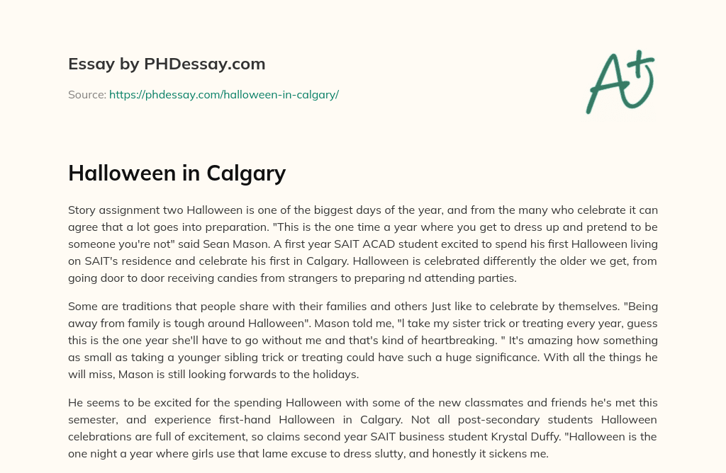 Halloween in Calgary essay