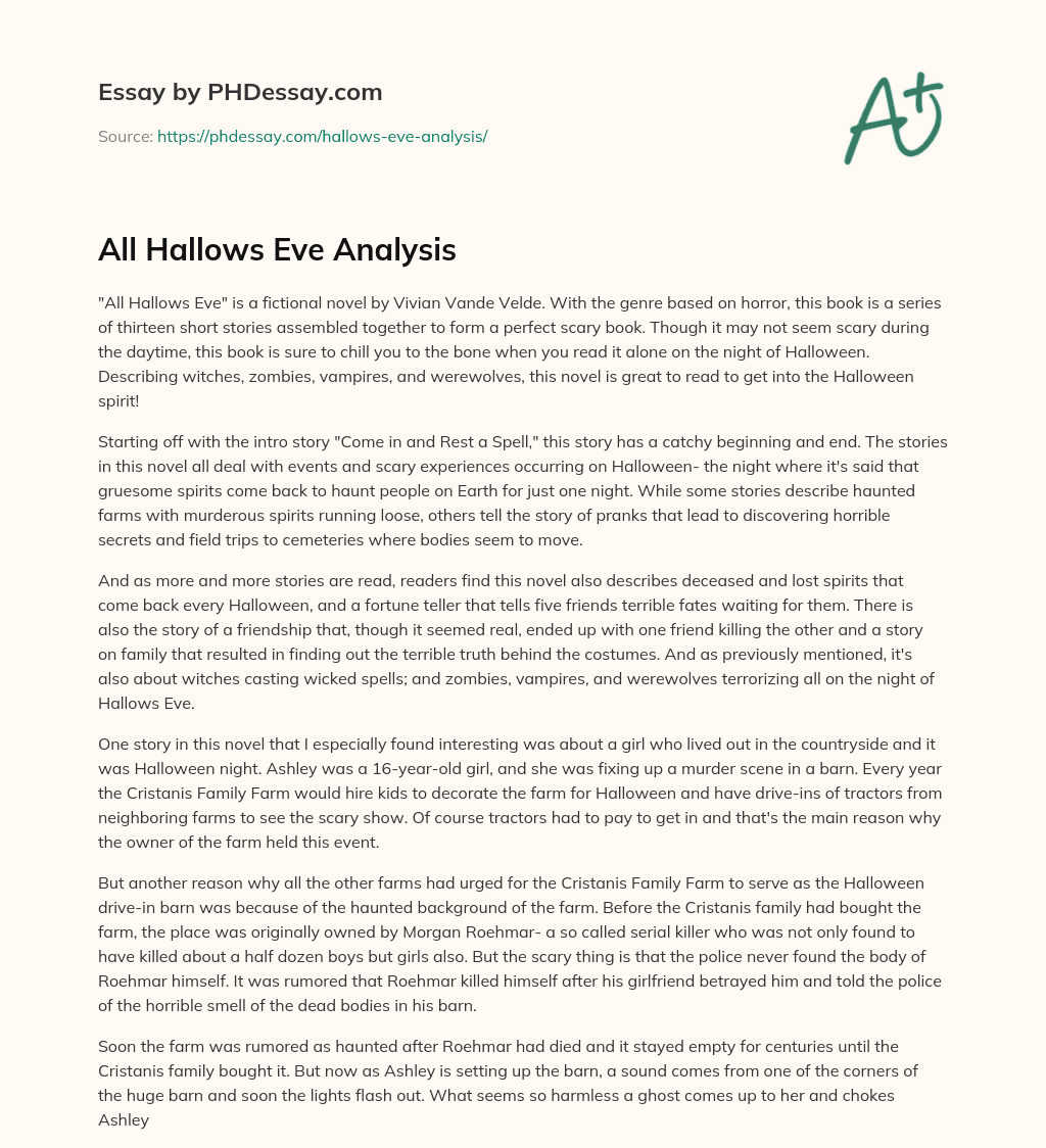 All Hallows Eve Analysis essay