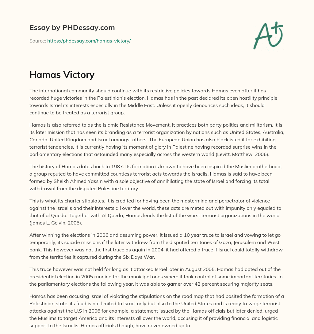 Hamas Victory essay
