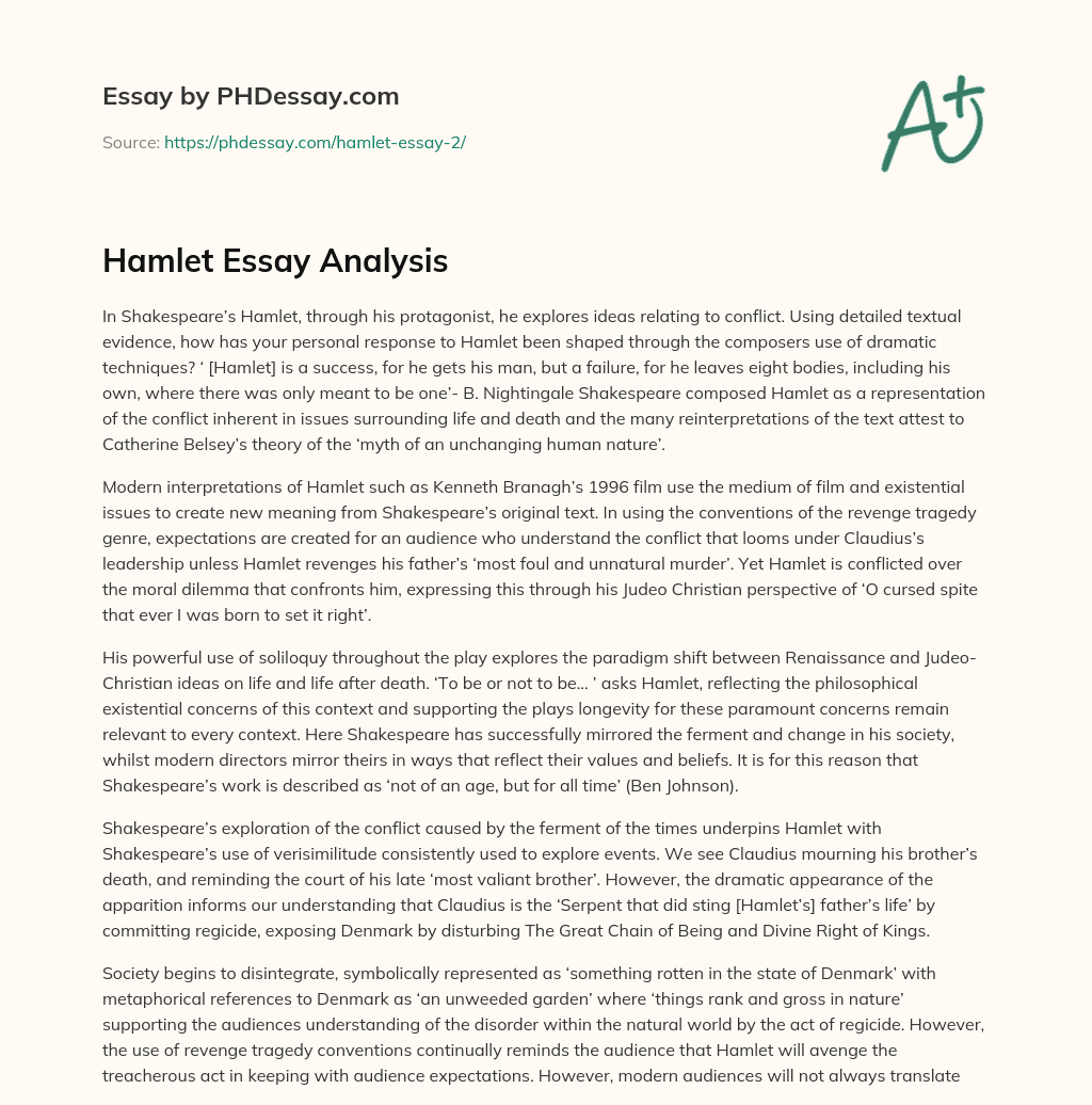 Hamlet Essay Analysis essay