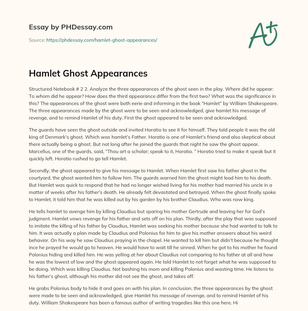 Hamlet Ghost Appearances essay
