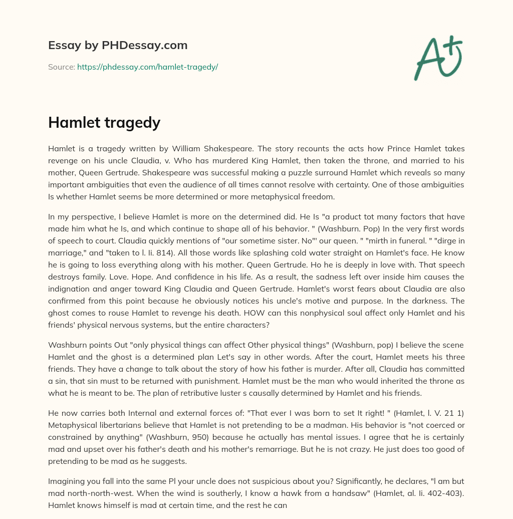 Hamlet tragedy essay
