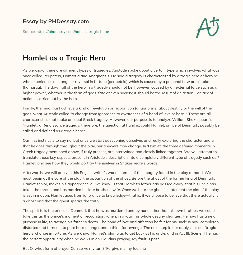 essay on hamlet as a tragic hero