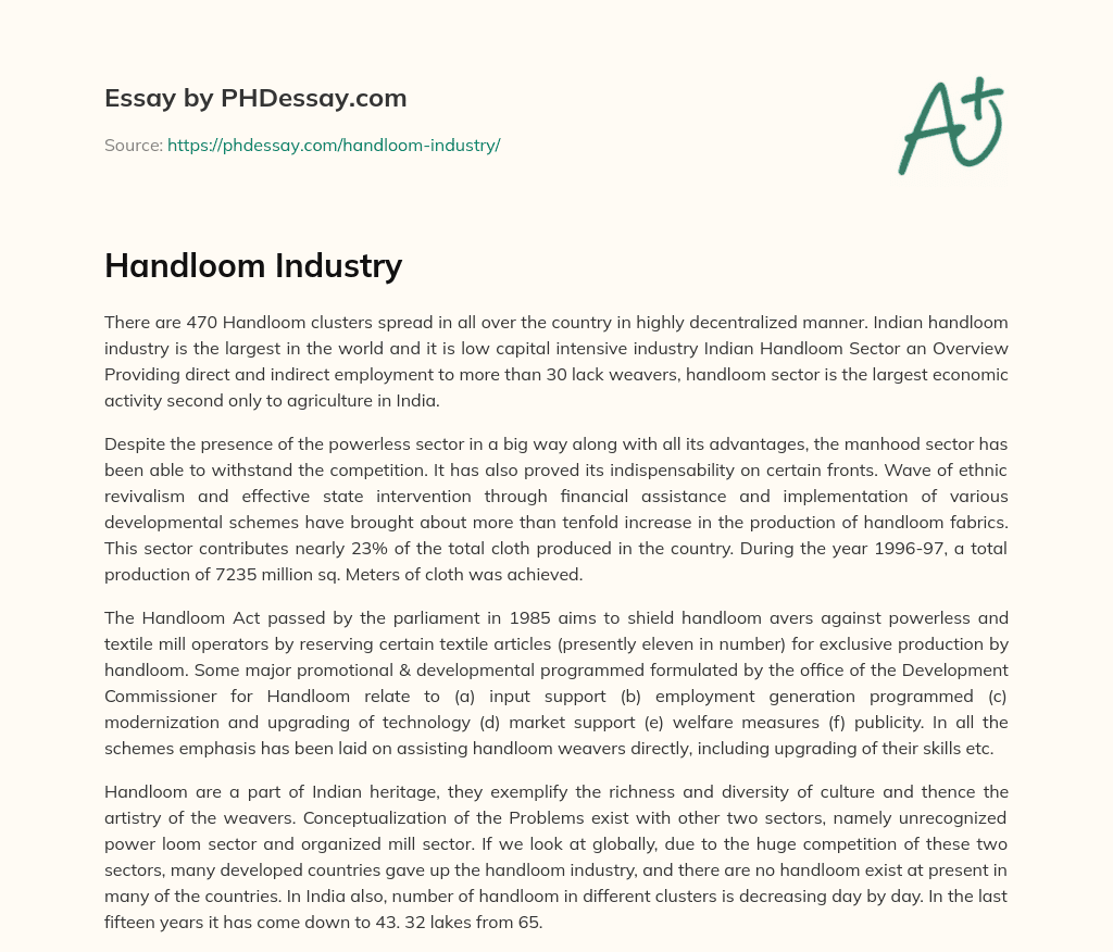 Handloom Industry essay