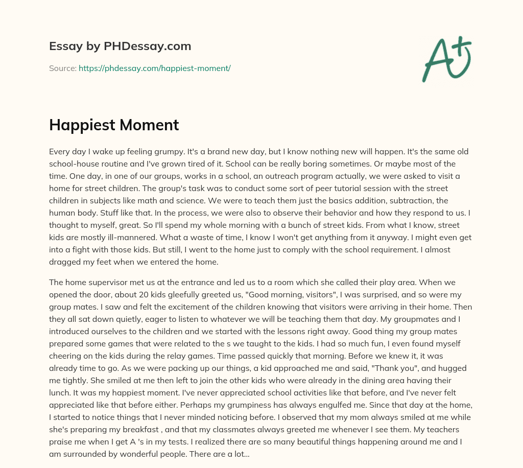 Happiest Moment essay