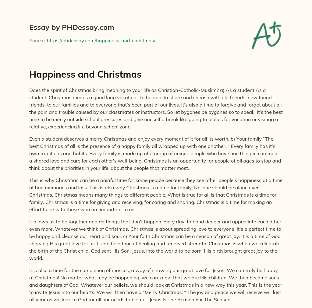 Happiness and Christmas essay