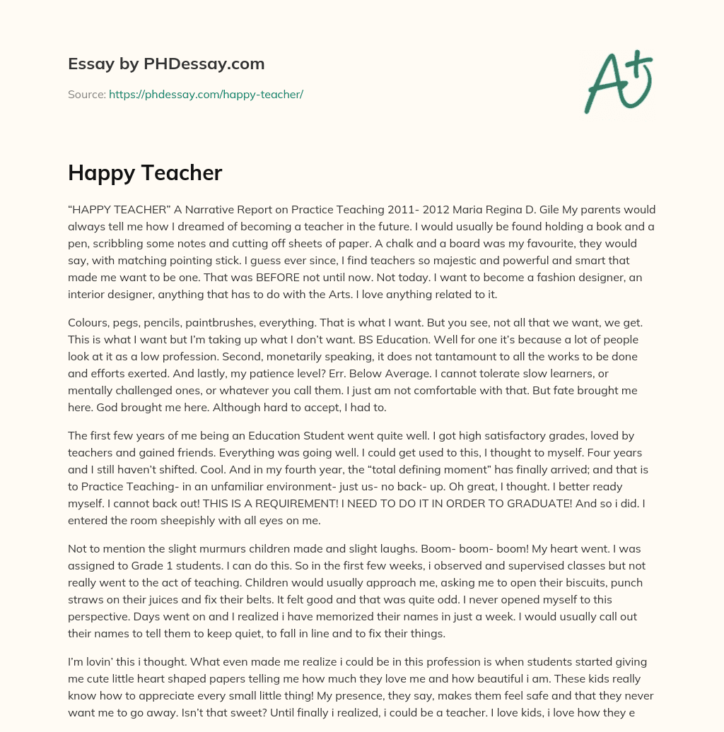 Happy Teacher essay