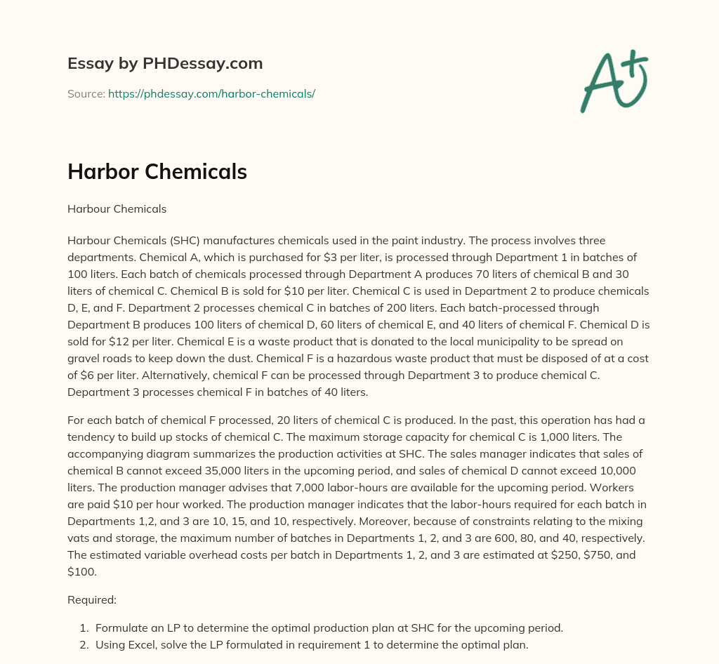 Harbor Chemicals essay