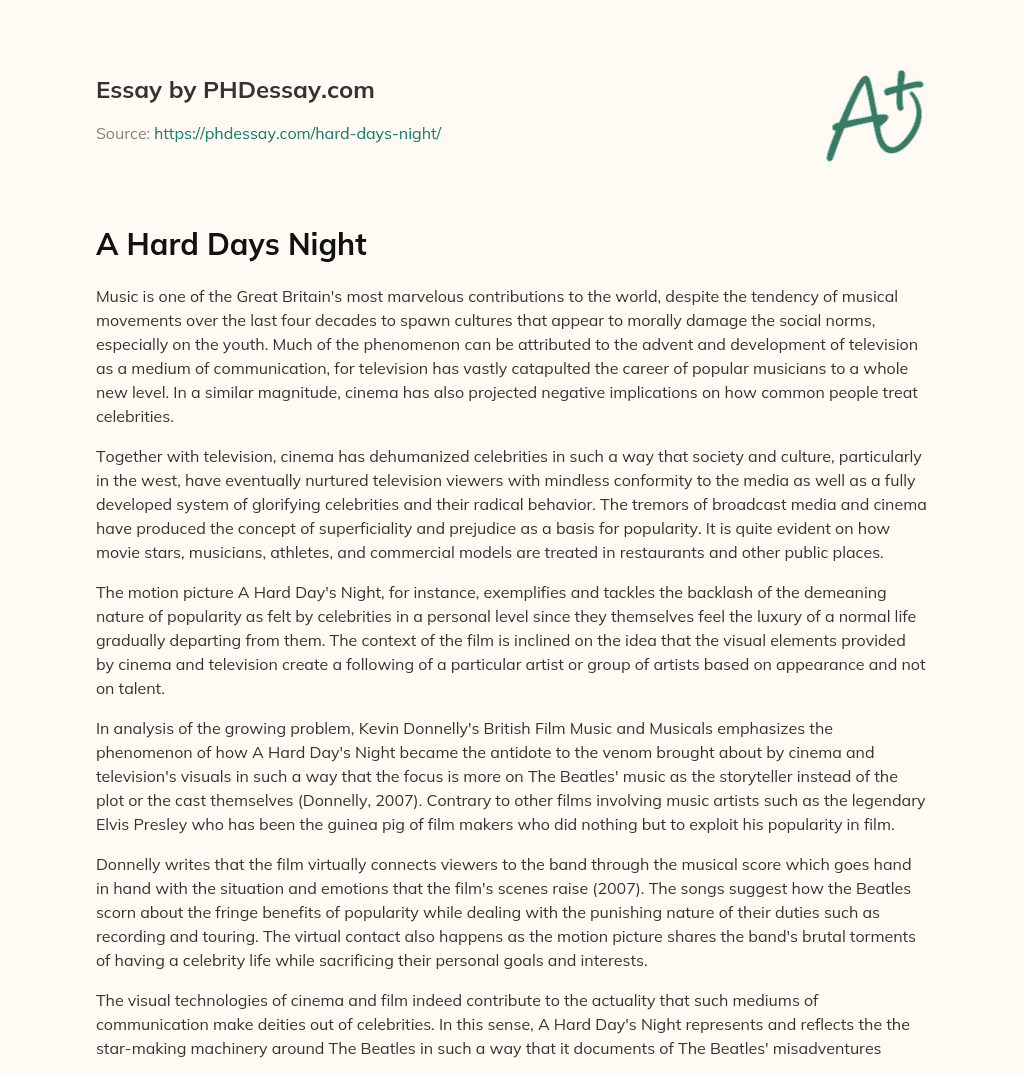 A Hard Days Night essay