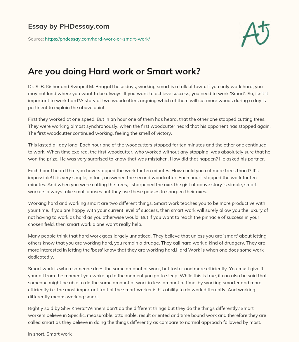 Are you doing Hard work or Smart work? essay