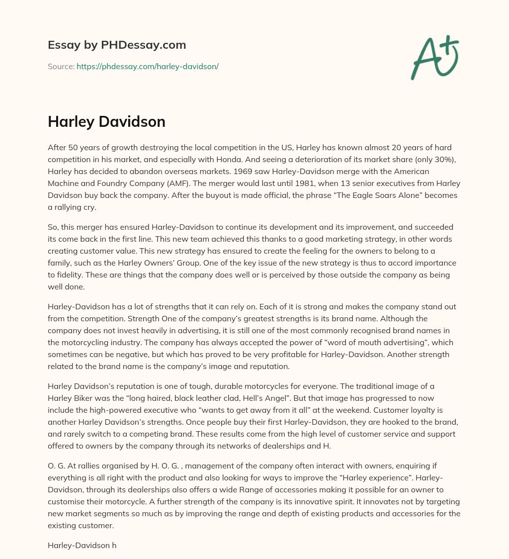 Harley Davidson essay