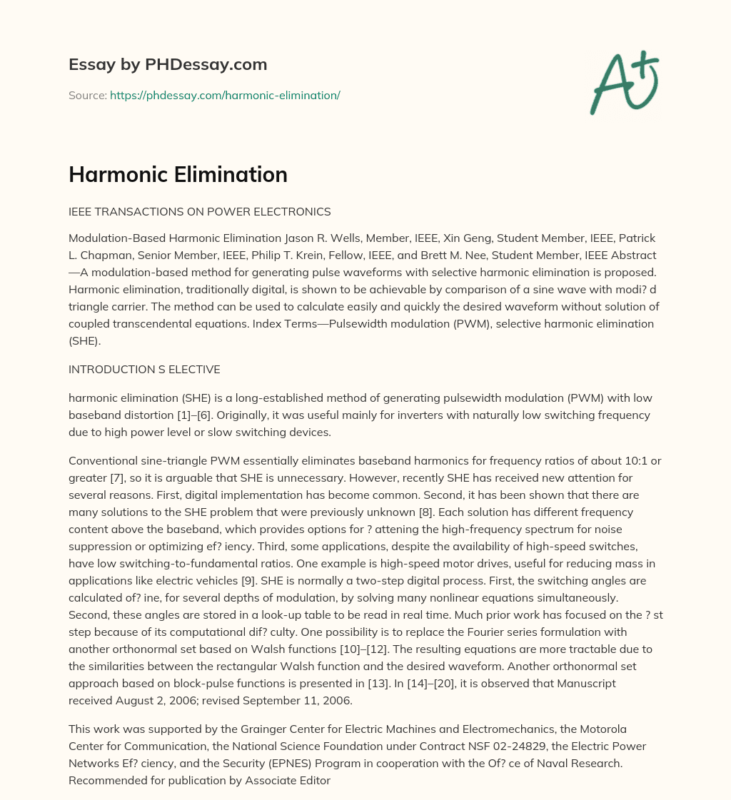 Harmonic Elimination essay