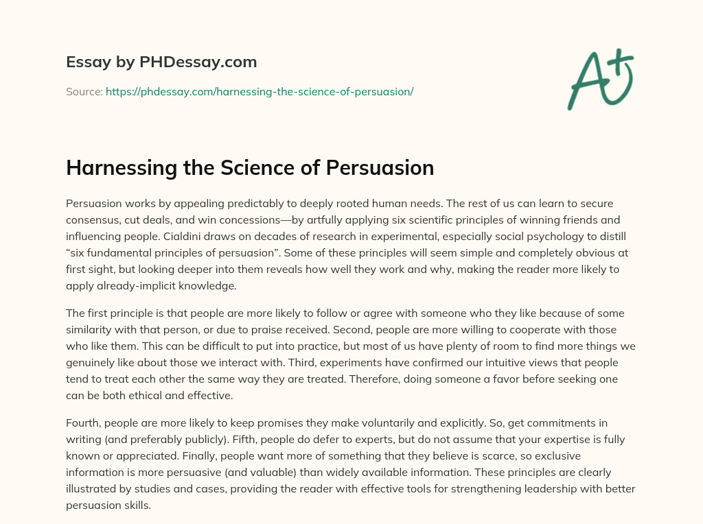 Harnessing the Science of Persuasion essay