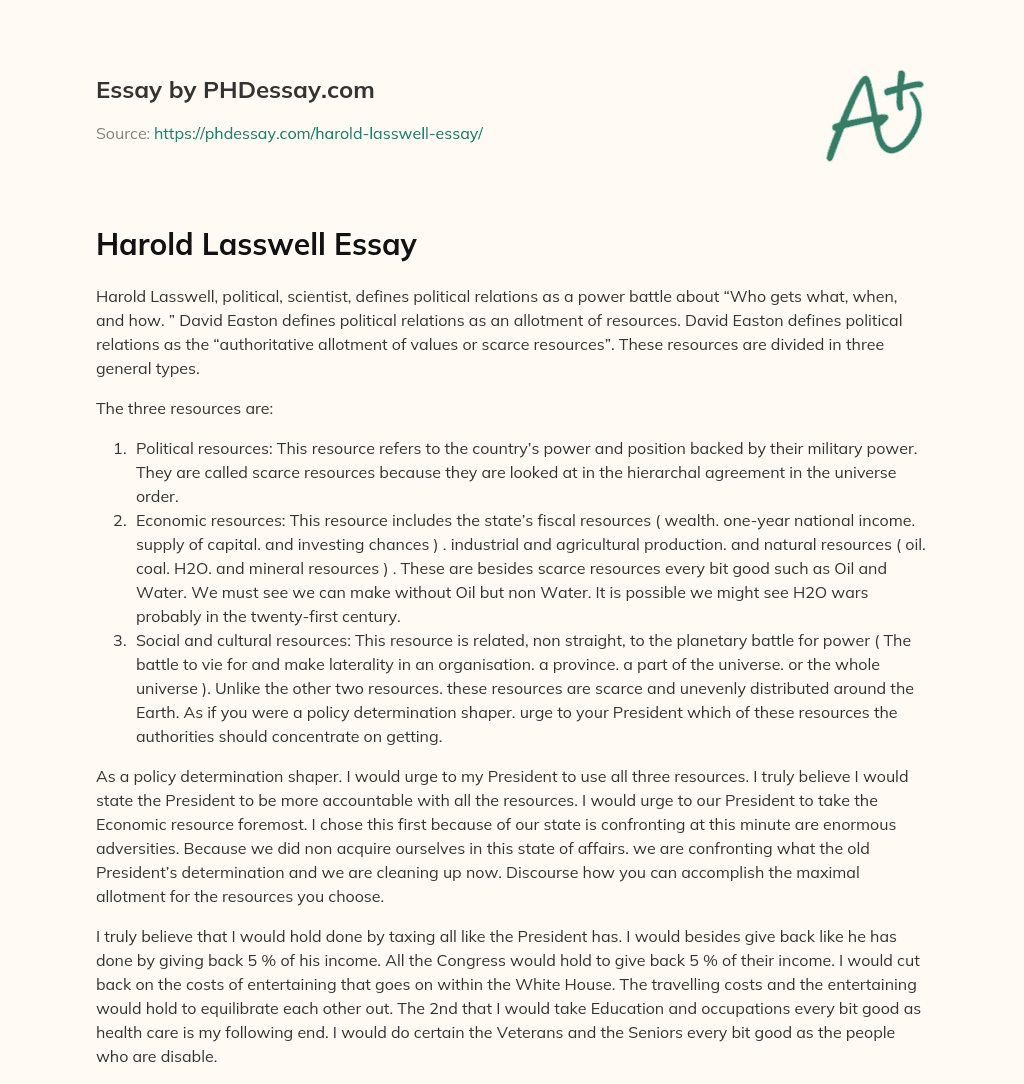 Harold Lasswell Essay essay