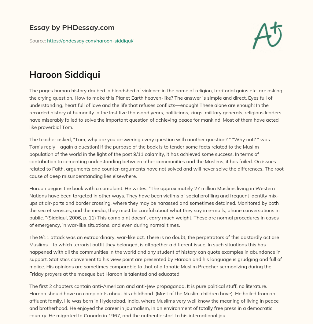 Haroon Siddiqui essay