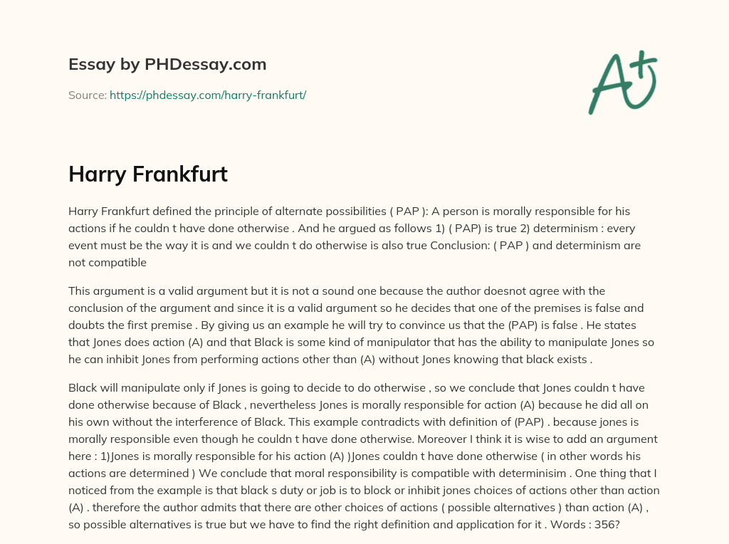 Harry Frankfurt essay