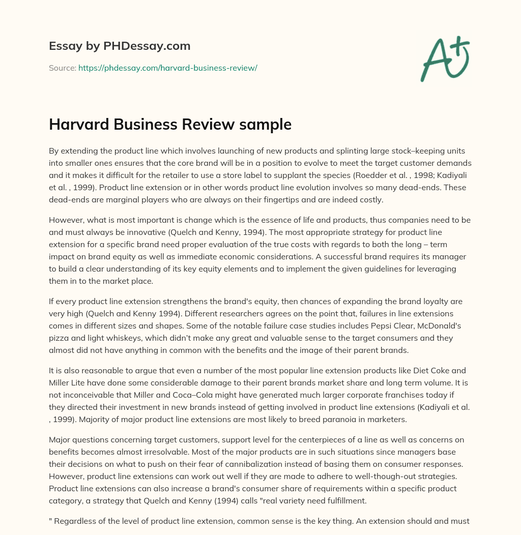 Harvard Business Review sample essay