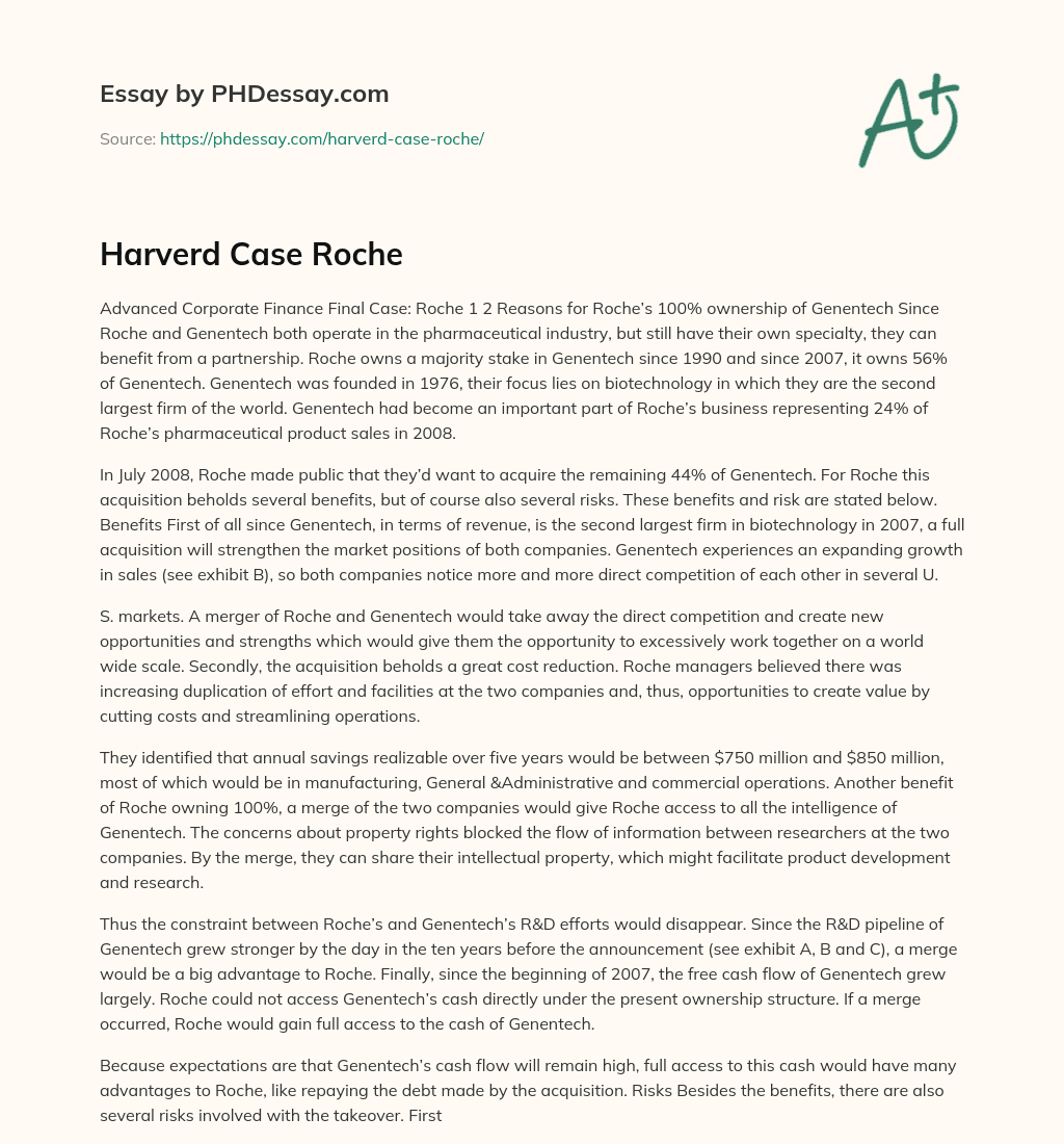 Harverd Case Roche essay
