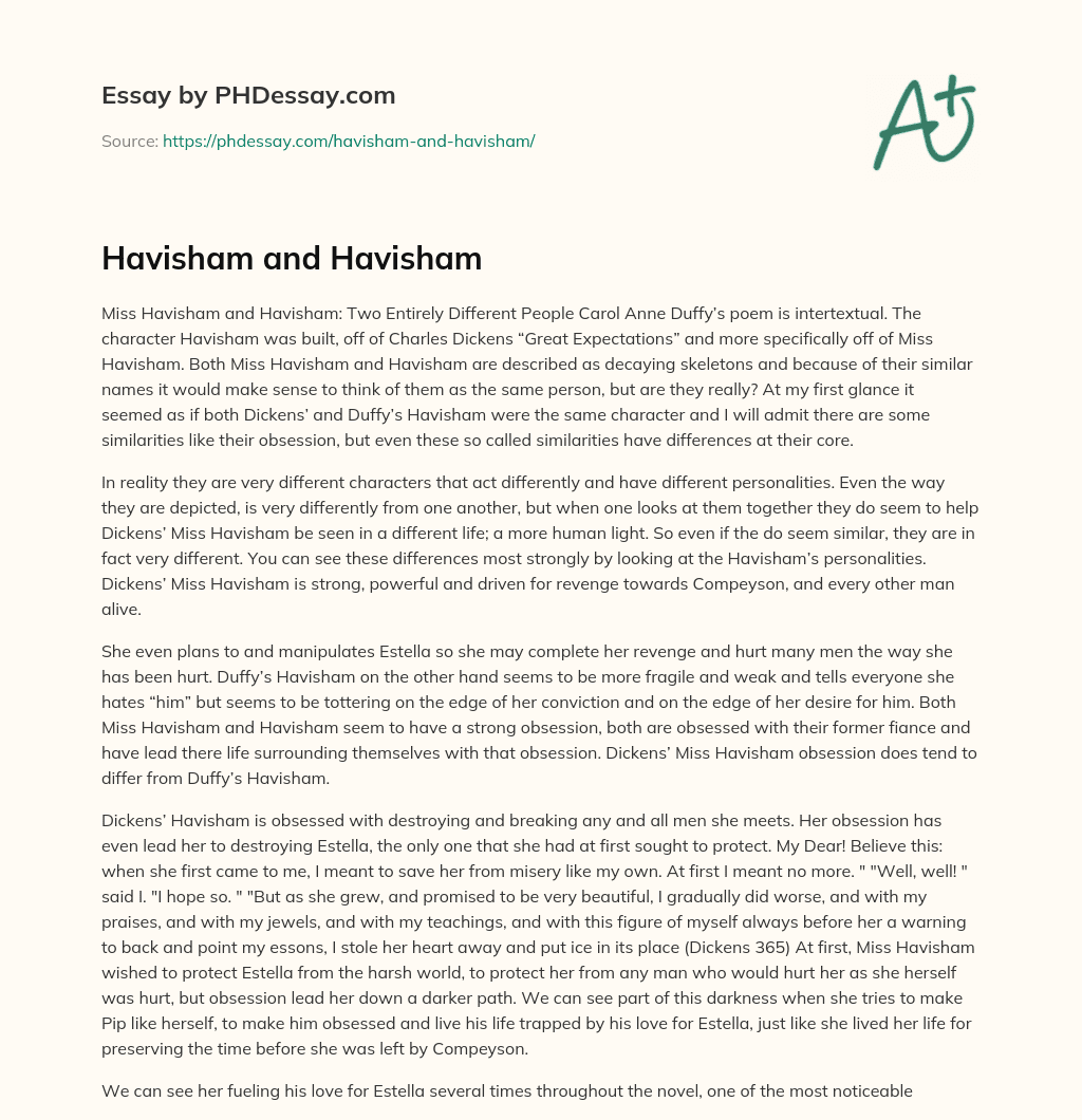 Havisham and Havisham essay