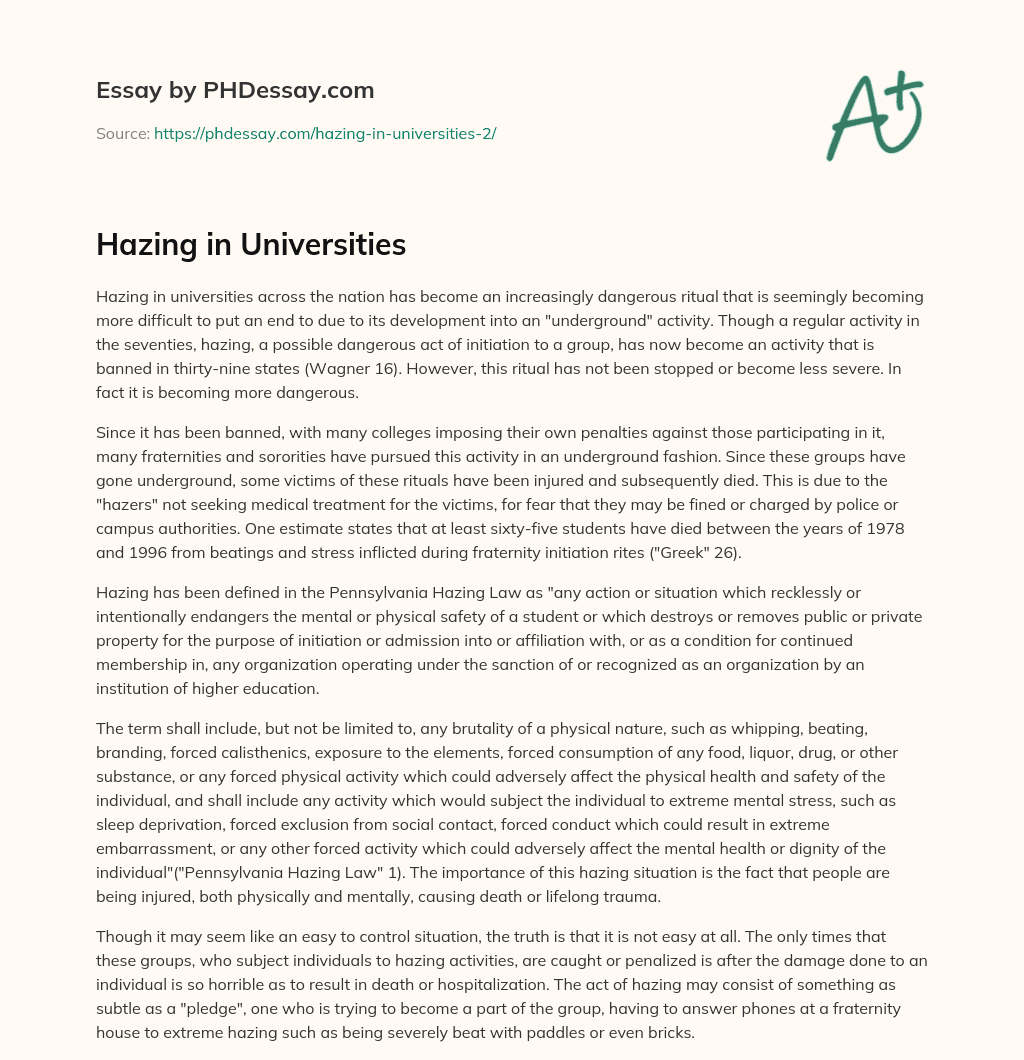 Hazing in Universities essay