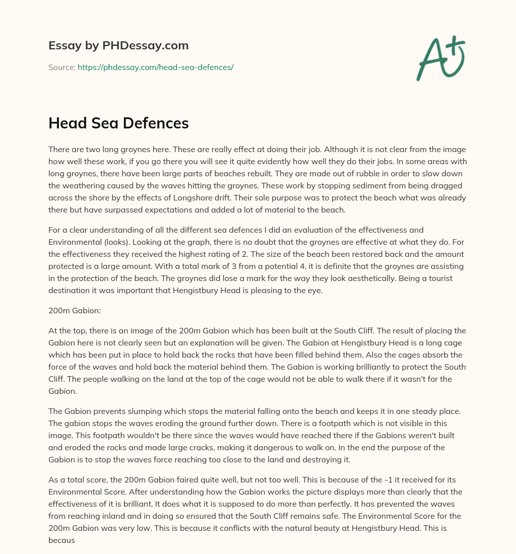 Head Sea Defences essay