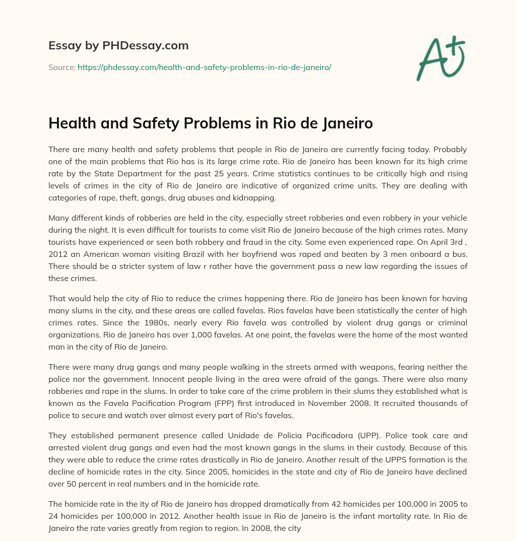 Health and Safety Problems in Rio de Janeiro