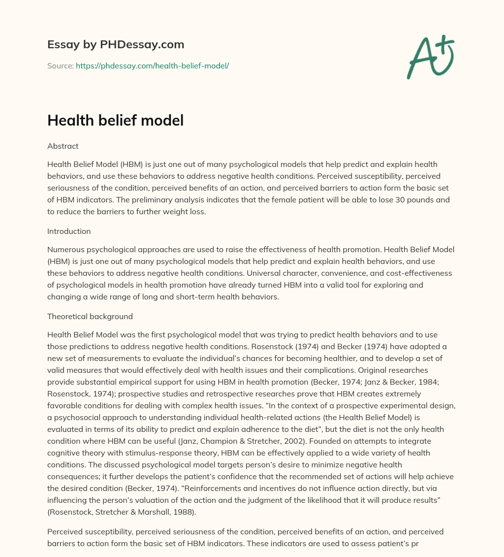 essay about health belief model