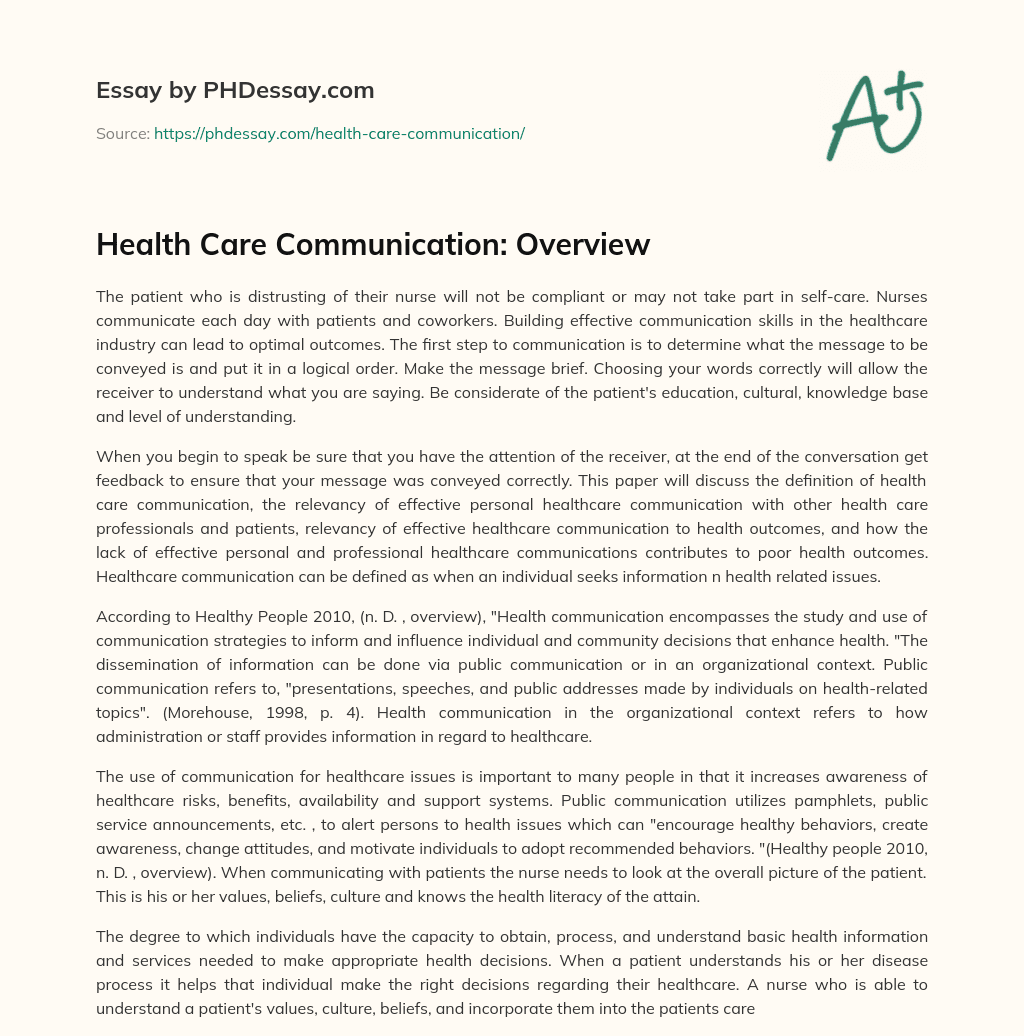 health communication essay