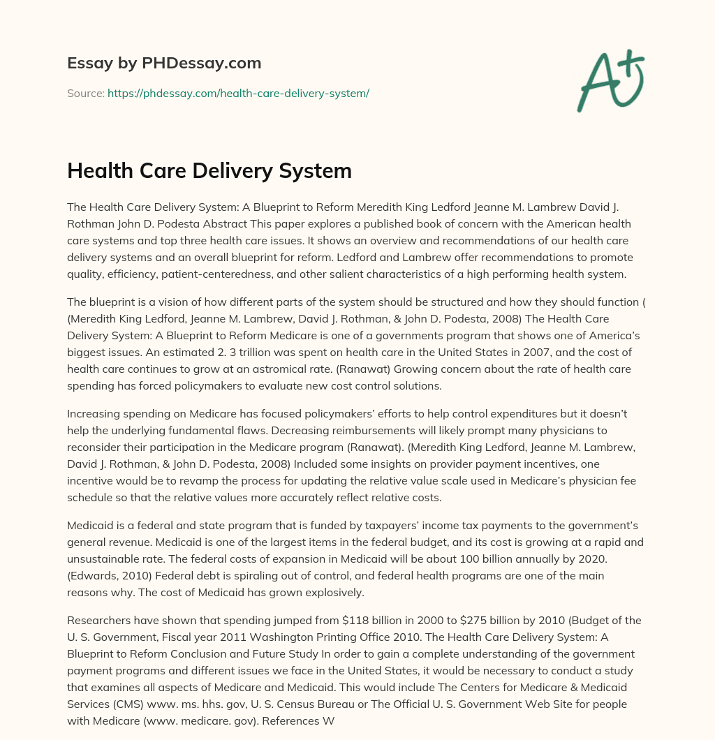 health care delivery system essay