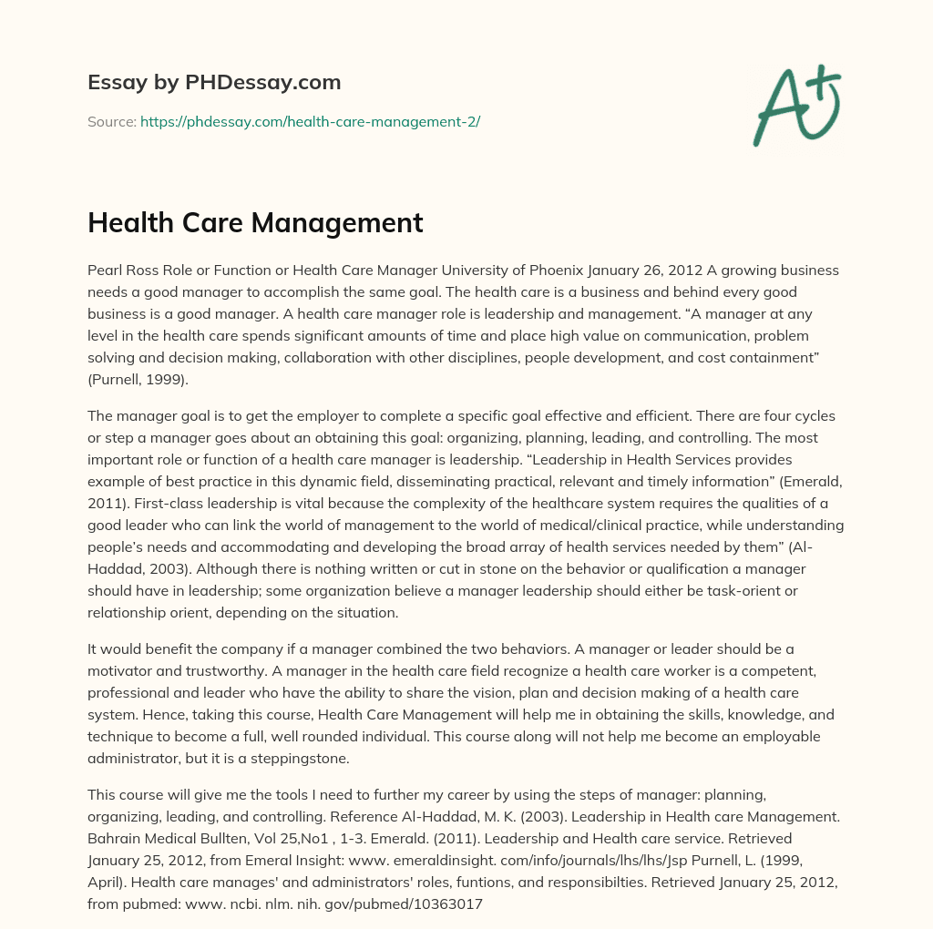 essay on health care services