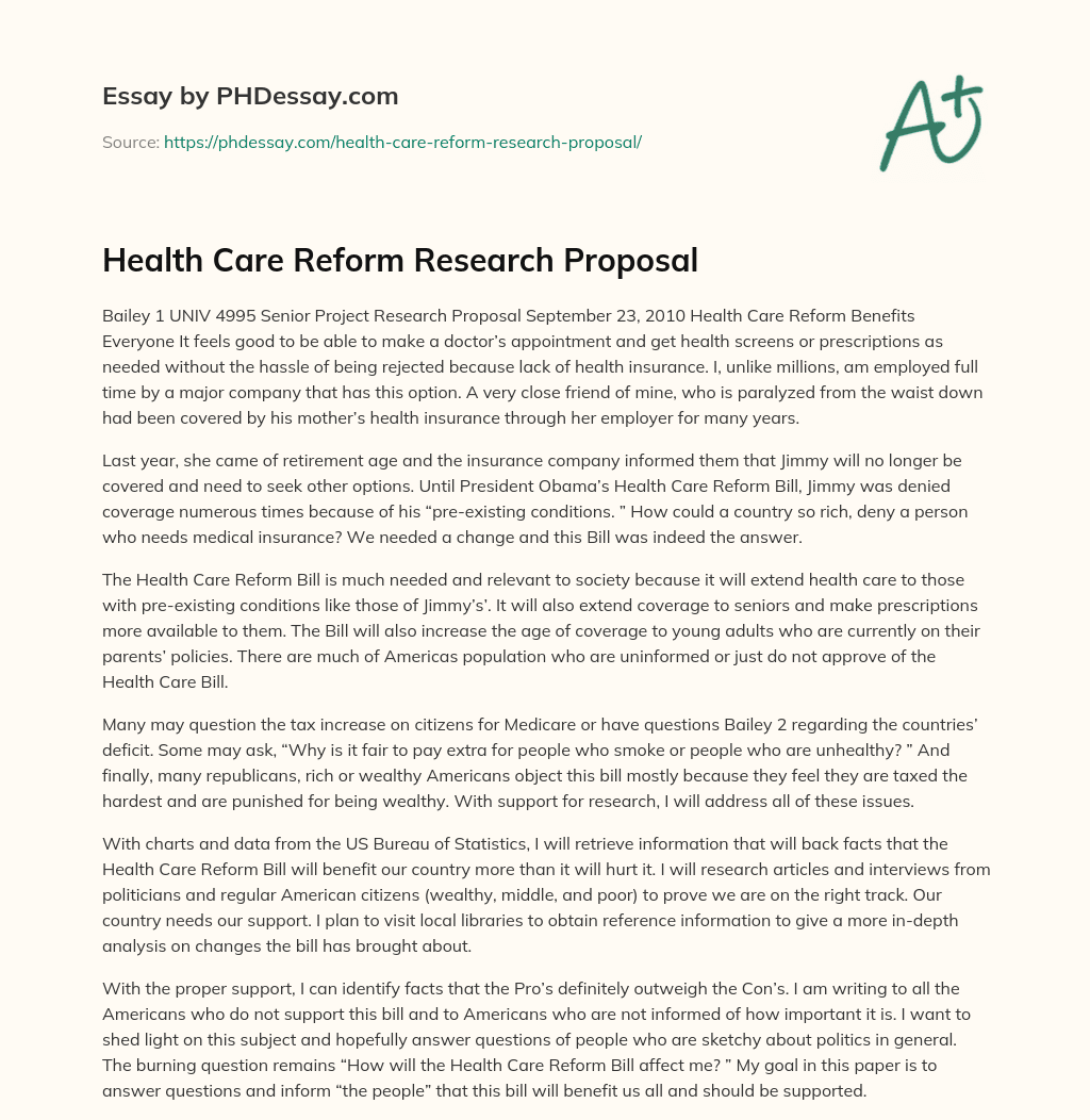 health care reform essay conclusion