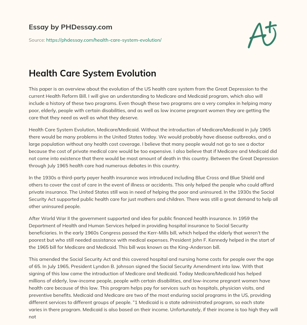 Health Care System Evolution essay