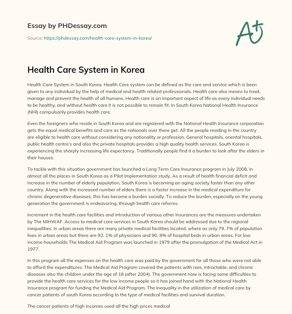 Health Care System in Korea essay