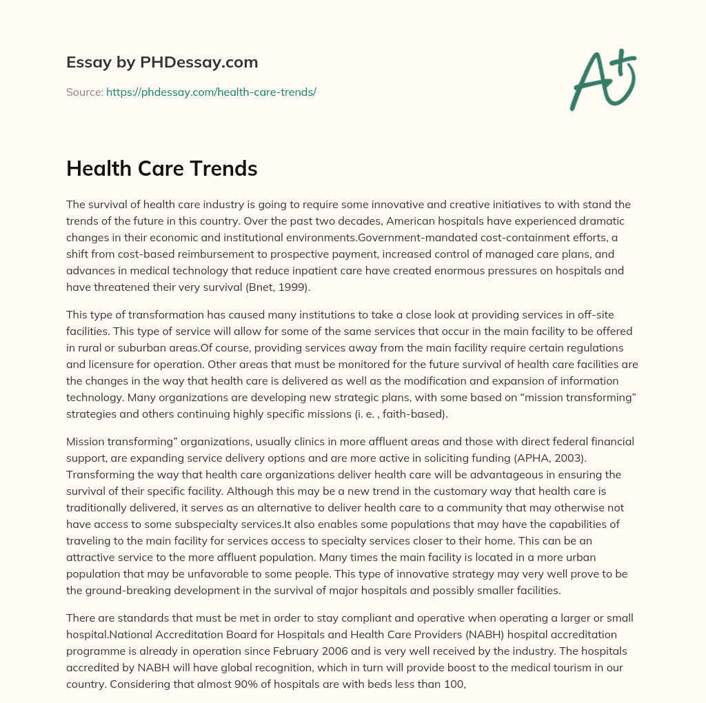 Health Care Trends - PHDessay.com