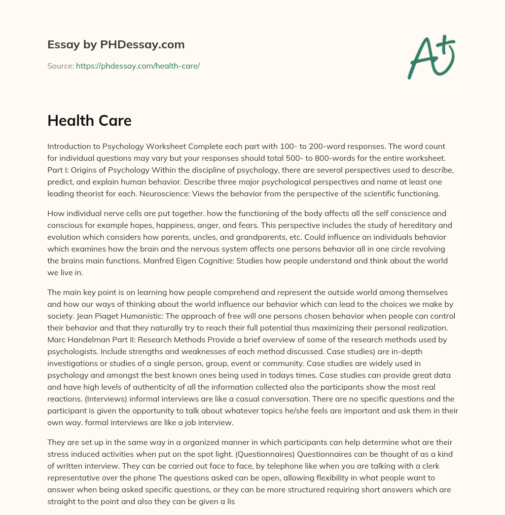 health care short essay