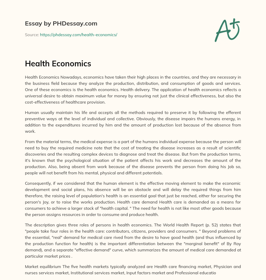 essay about health economics