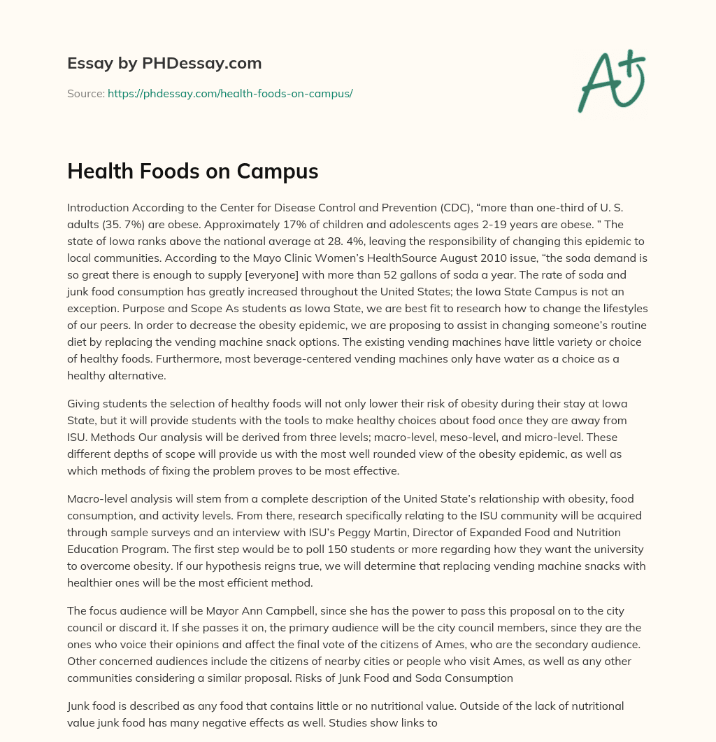 Health Foods on Campus essay