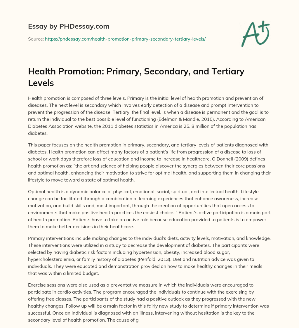 Is Health Promotion Primary Prevention