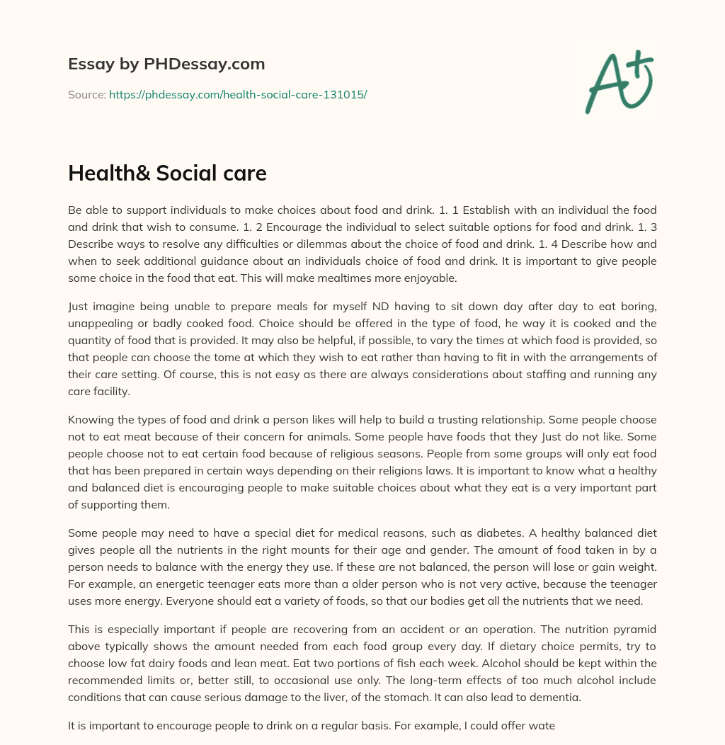 Health& Social care essay