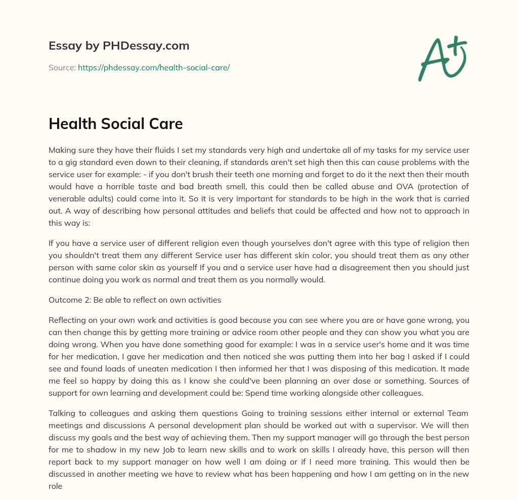 Health Social Care essay