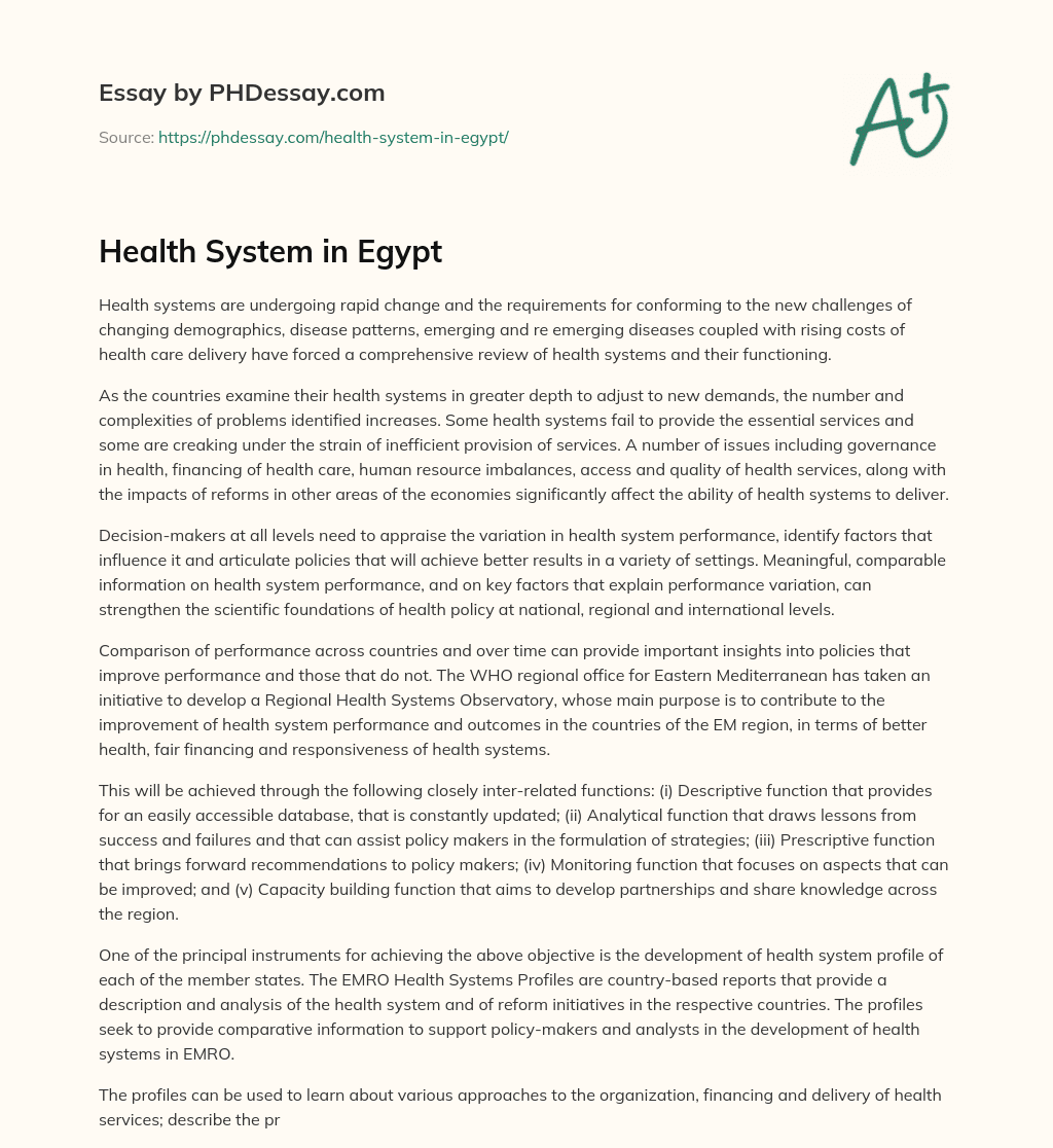 Health System in Egypt essay