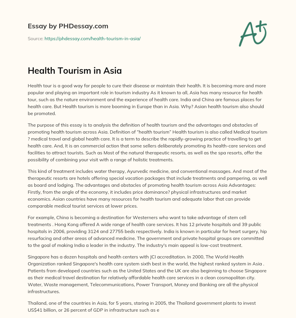 essay on health tourism