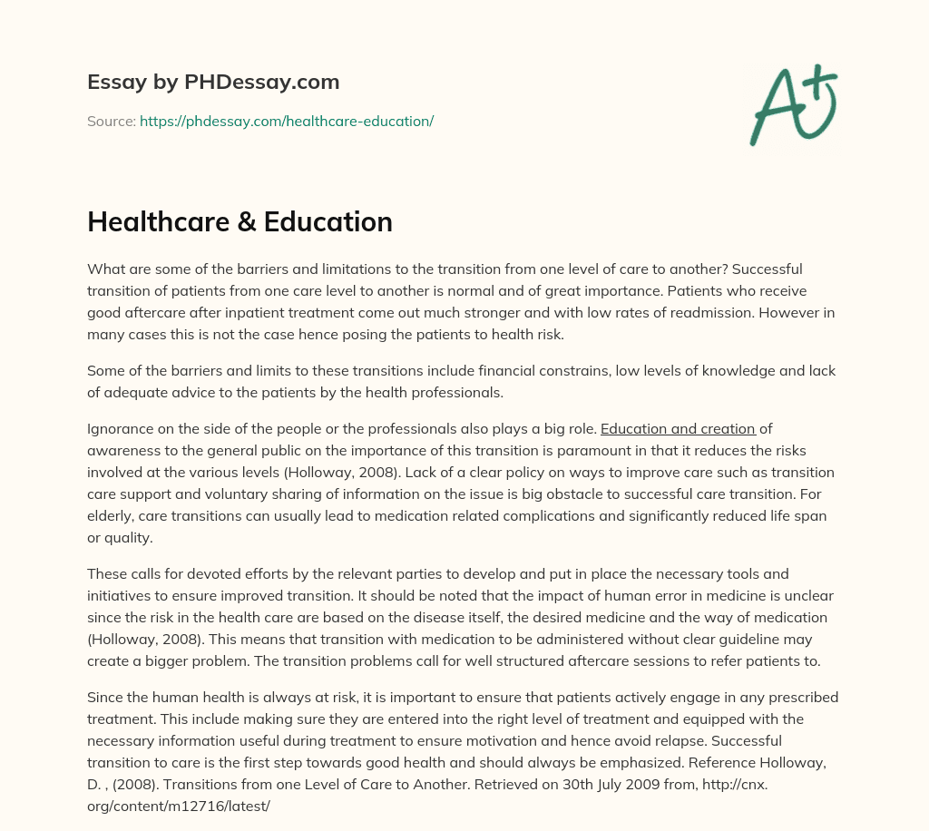 Healthcare & Education essay
