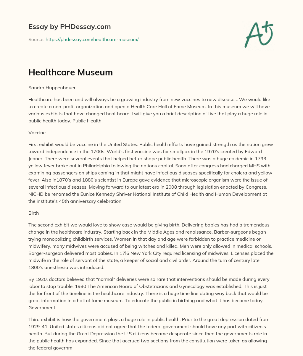 Healthcare Museum essay