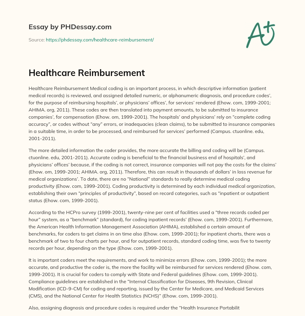 Healthcare Reimbursement essay