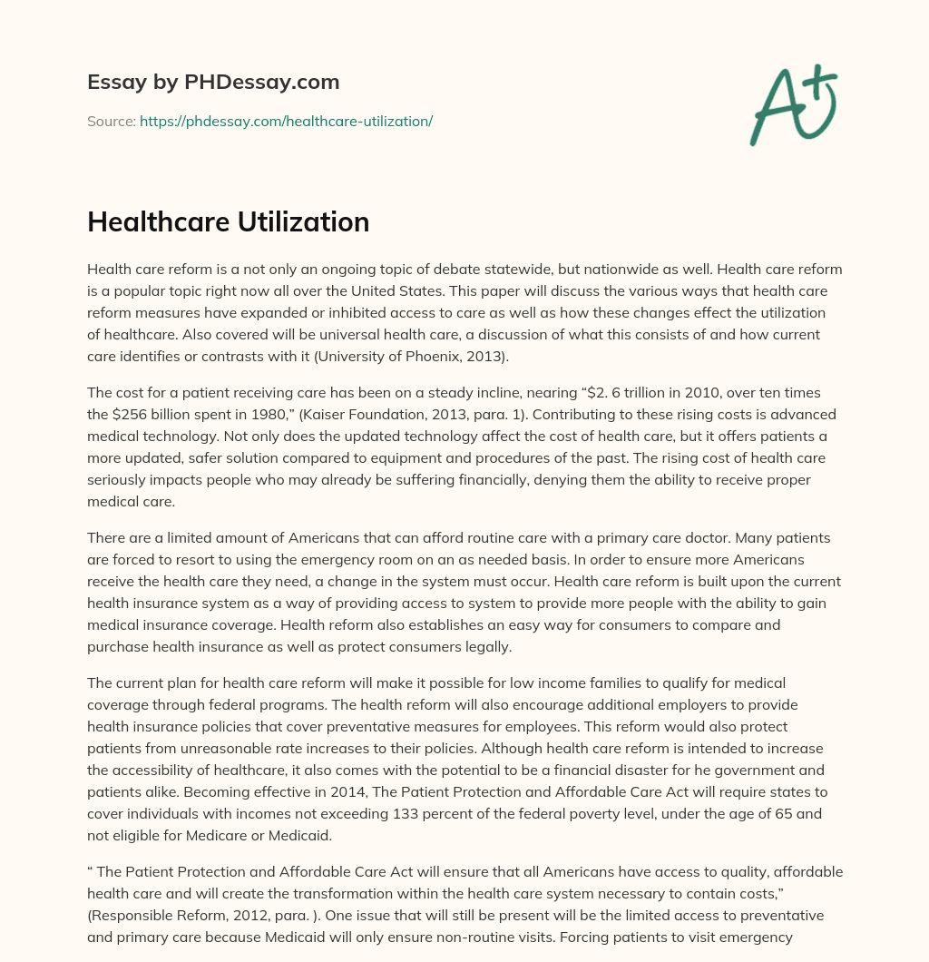 Healthcare Utilization essay