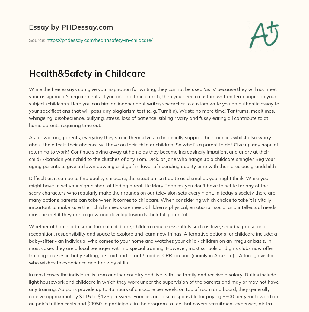 Health&Safety in Childcare essay