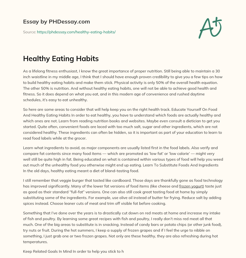 Healthy Eating Habits essay