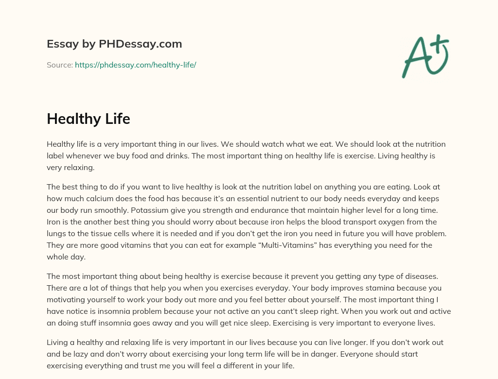 Healthy Life essay