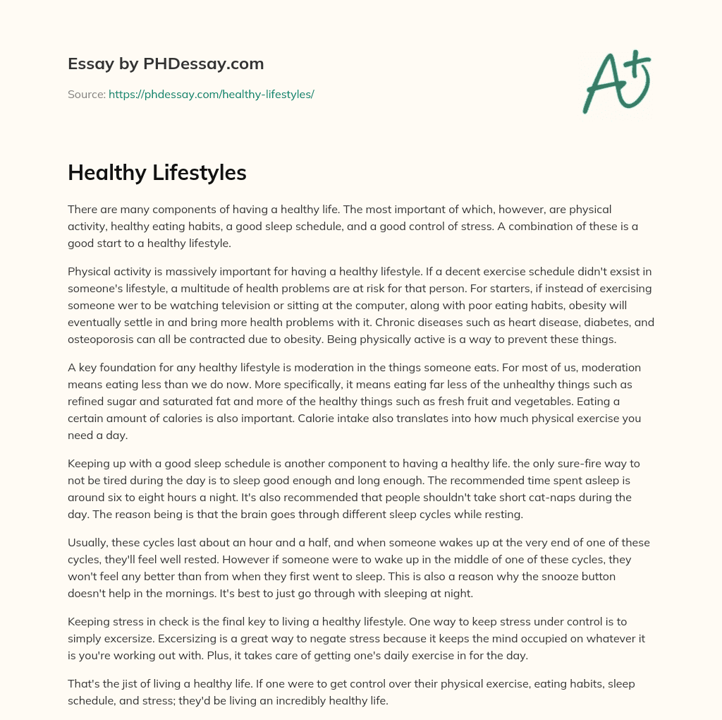 Healthy Lifestyles essay